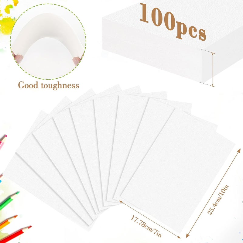 KINLINK 100PCS 7x10 Watercolor Paper Bulk, 140lb/300g Cold Press Thick Water Color Paper Pad for Child Adult, White Art Paper for Drawing Painting Markers Gouache, Textured Cotton Paper Sheets - Image 2